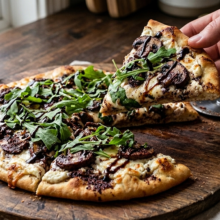 Cabernet Wine Rub Roasted Mushroom Flatbread