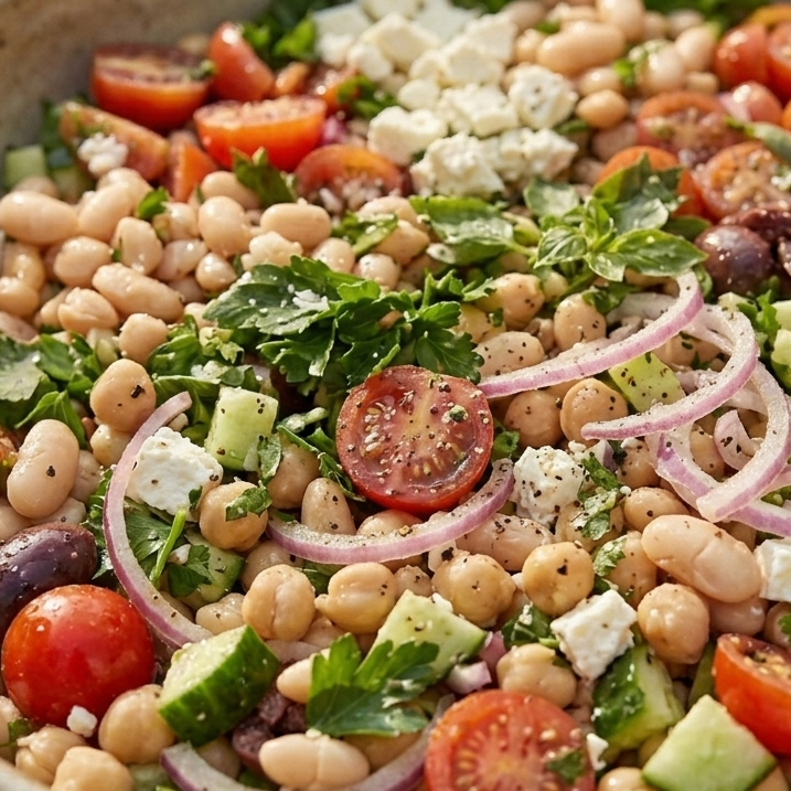 Greek Bean Salad with Lemon & Herb Infused Sea Salt