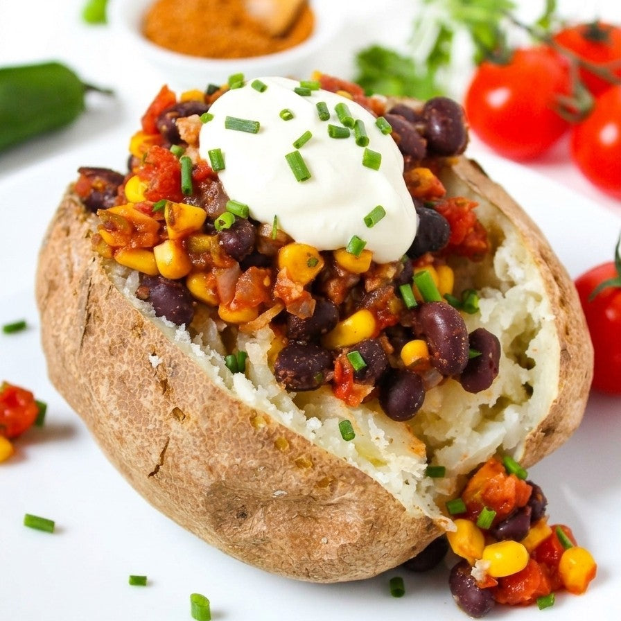 Loaded Baked Potato with Mexican toppings