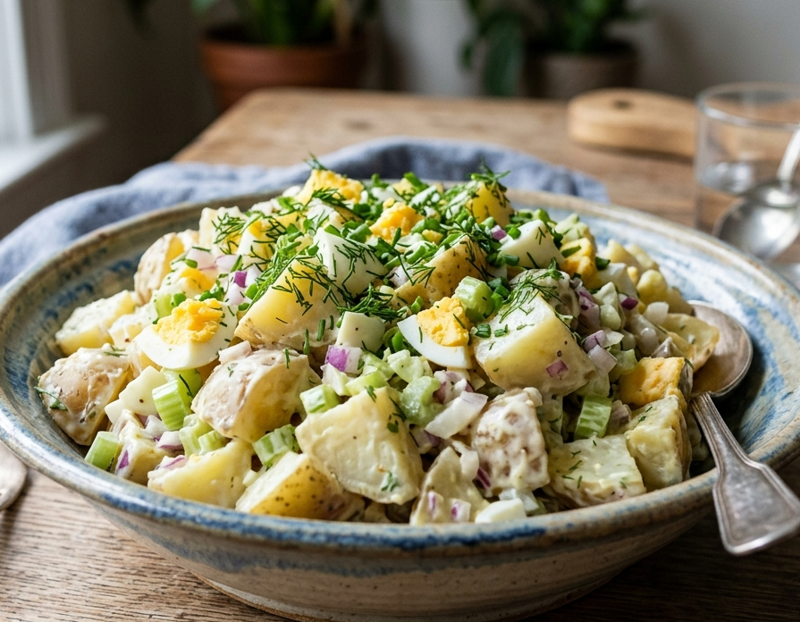 Class potato salad recipe with SALTOPIA infused sea salts