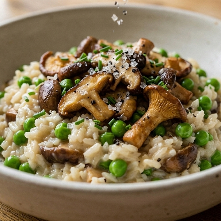 Spring Mushroom Risotto with Black Truffle Salt