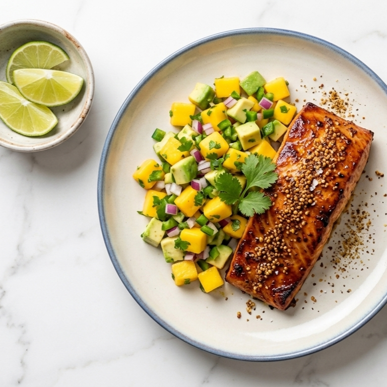 Chipotle Salmon with Mango Avocado Salsa