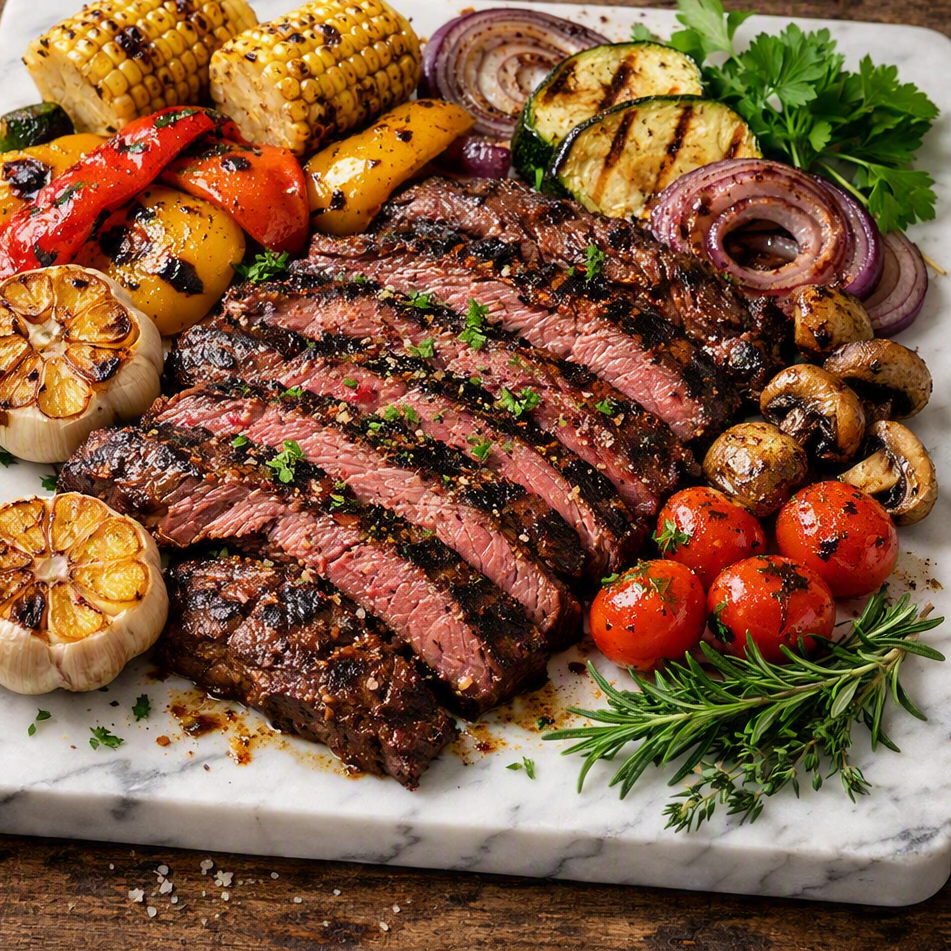 Skirt Steak with Grilled Vegetables