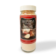 Bulk 16oz garlic sea salt seasoning with real organic garlic for steak, chicken, sheet pan meals, edamame, and popcorn.