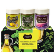 Gourmet sea salt gift set with Rosemary, Lemon Thyme, and Herbs de Provence infused salts for cooking and gifting.