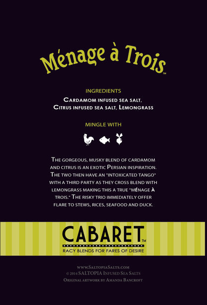 Cardamom, Lemongrass & Citrus Salt: MÉNAGE à TROIS 16oz