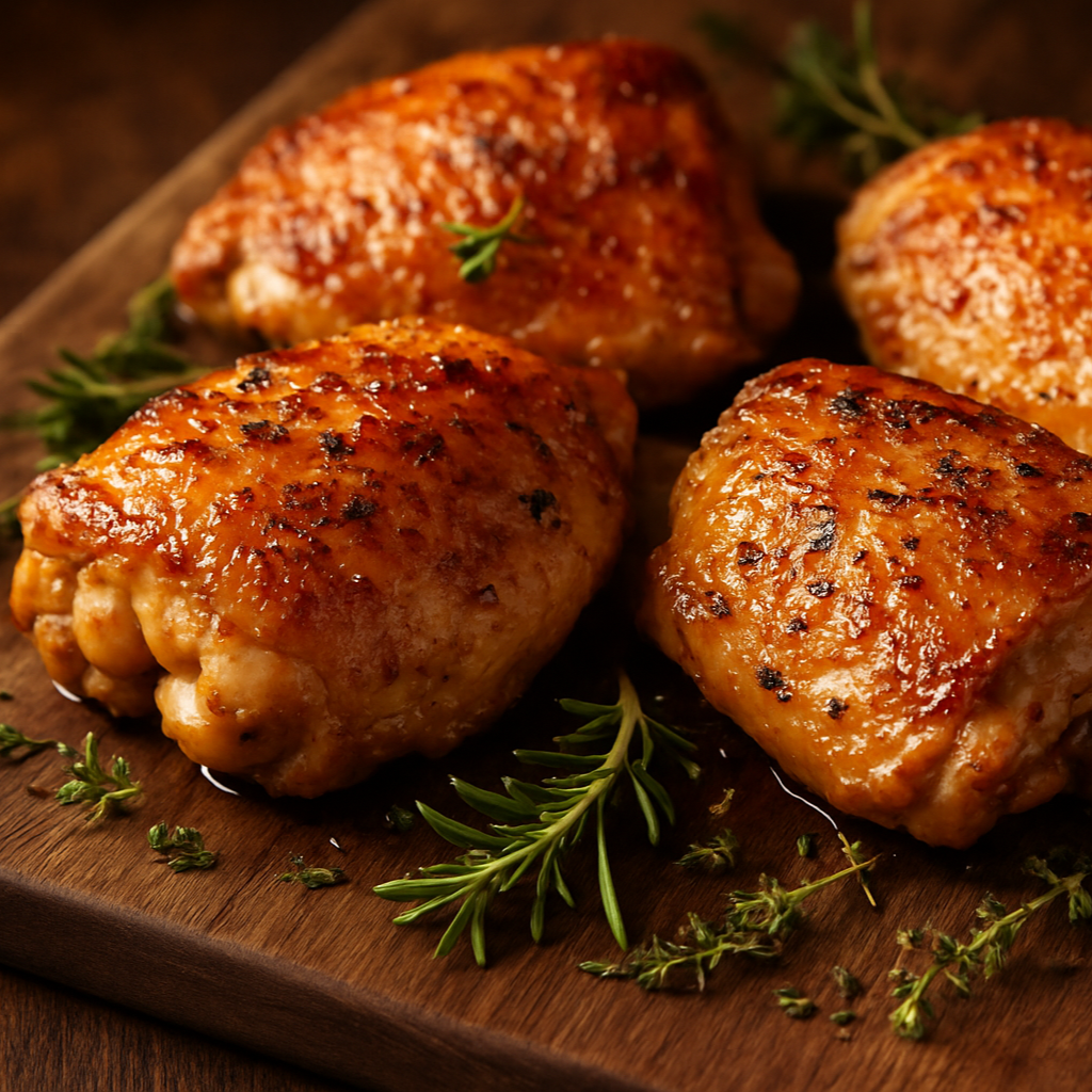 Cooked chicken thighs